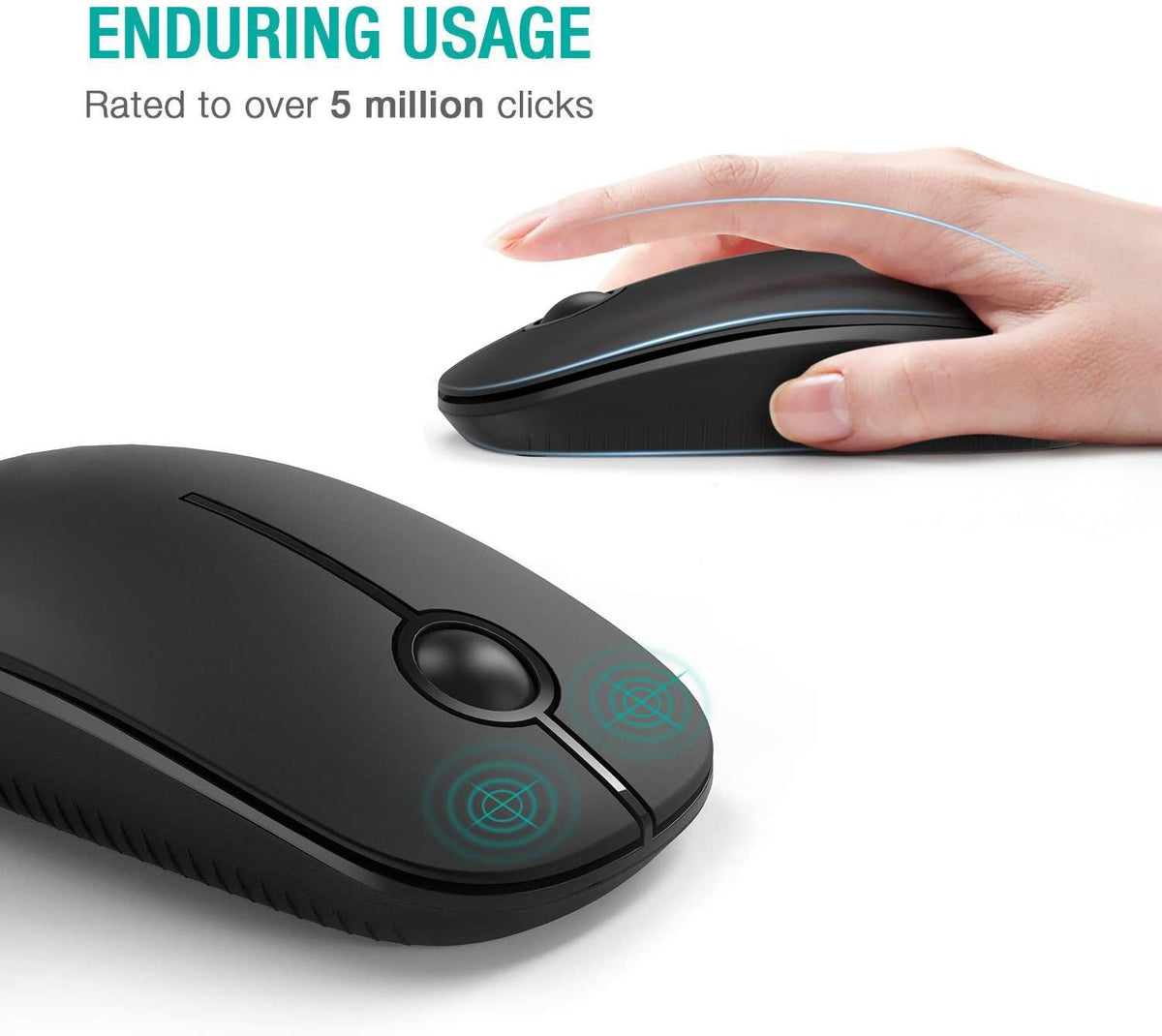 Wireless Mouse, Vssoplor 2.4G Slim Portable Computer Mice with Nano Receiver for Notebook, PC, Laptop, Computer (Black and Sapphire Blue) - PuriLite