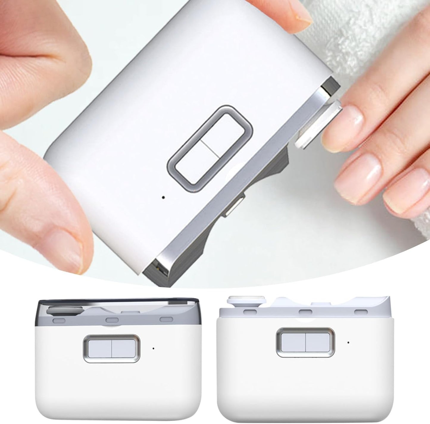 Generic Automatic Electric Nail Clipper Electric Toenail Clipper 2 in 1 Cutting and Grinding Automatic Nail Clipper Electric Nail Clippers for Kids Adults Elderly, White - PuriLite