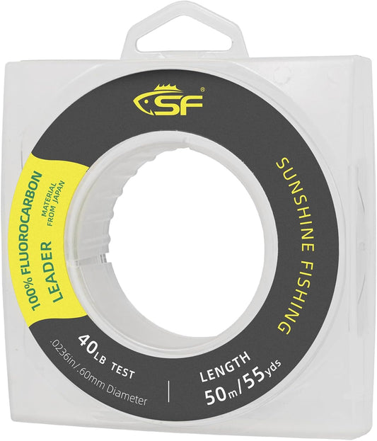 SF 100% Pure Fluorocarbon Leader Material Fishing Line Virtually Invisible Shock Resistant Increased Sensitivity Sink Fast Clear 55yd - PuriLite