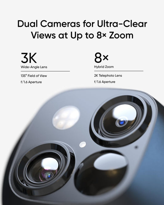 eufy Security SoloCam S340, Solar Security Camera, Wireless Outdoor Camera, 360° Surveillance, No Blind Spots, 2.4 GHz Wi-Fi, No Monthly Fee, HomeBase S380 Compatible - PuriLite