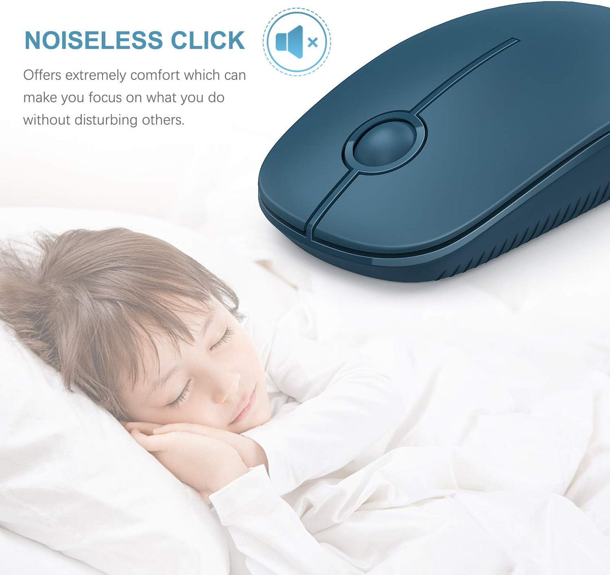 Wireless Mouse, Vssoplor 2.4G Slim Portable Computer Mice with Nano Receiver for Notebook, PC, Laptop, Computer (White and Silver) - PuriLite