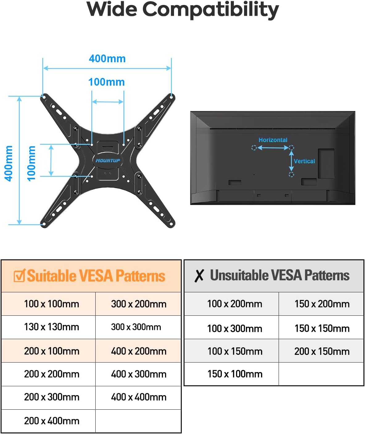 MOUNTUP Ceiling TV Mount for Most 24''-65'' TVs, Hanging TV Ceiling Mount for 32 43 50 55 60 65 inch TVs, Full Motion Height Adjustable TV Mount Bracket, Holds up to 99lbs, Max VESA 400x400mm, MU0039 - PuriLite
