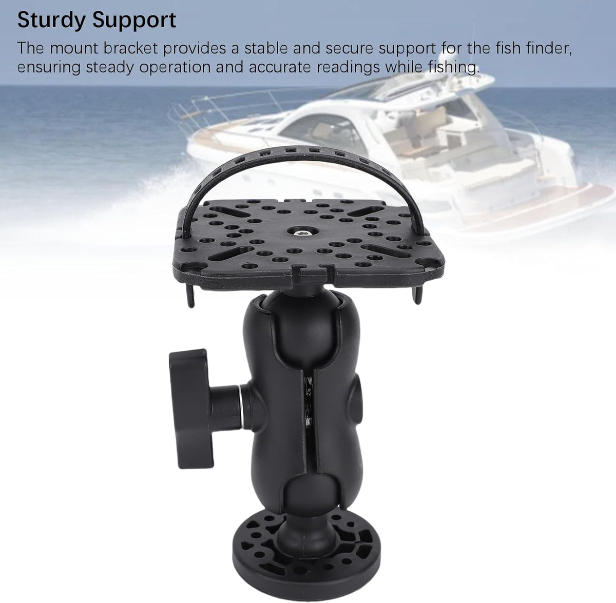Keenso Fish Finder Mount, Universal 360 Degree Rotating Ball Bracket with ABS Material for Marine Boat Kayak Pontoon Canoe - PuriLite