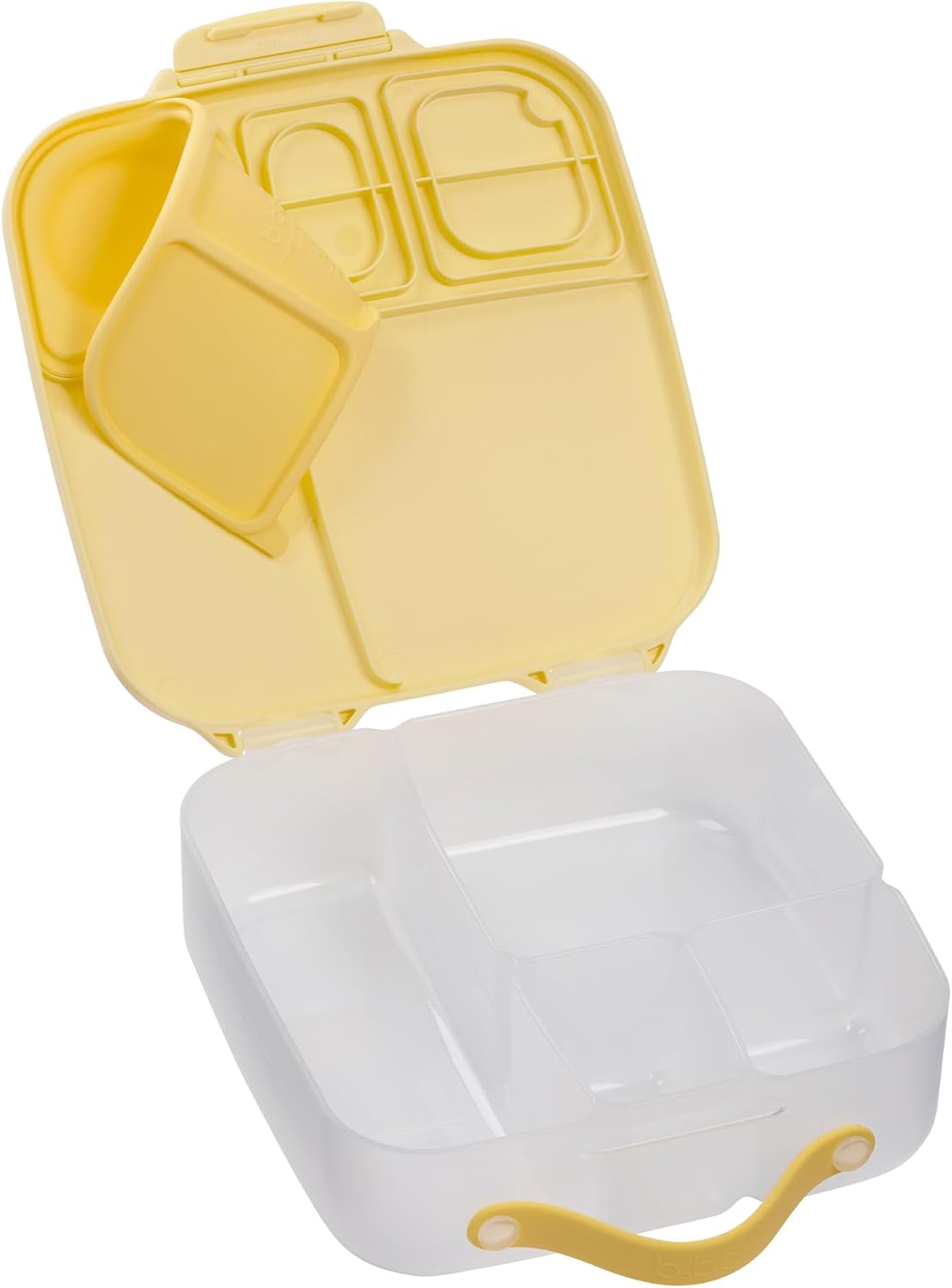 b.box 5-Compartment bento Style Lunch Box for Kids, Toddlers, Childrens, BPA-Free Food Storage Container with Cooler Pack, ON-The-GO Food Box with Handles Included Custom Divider, Lemon Twist - PuriLite