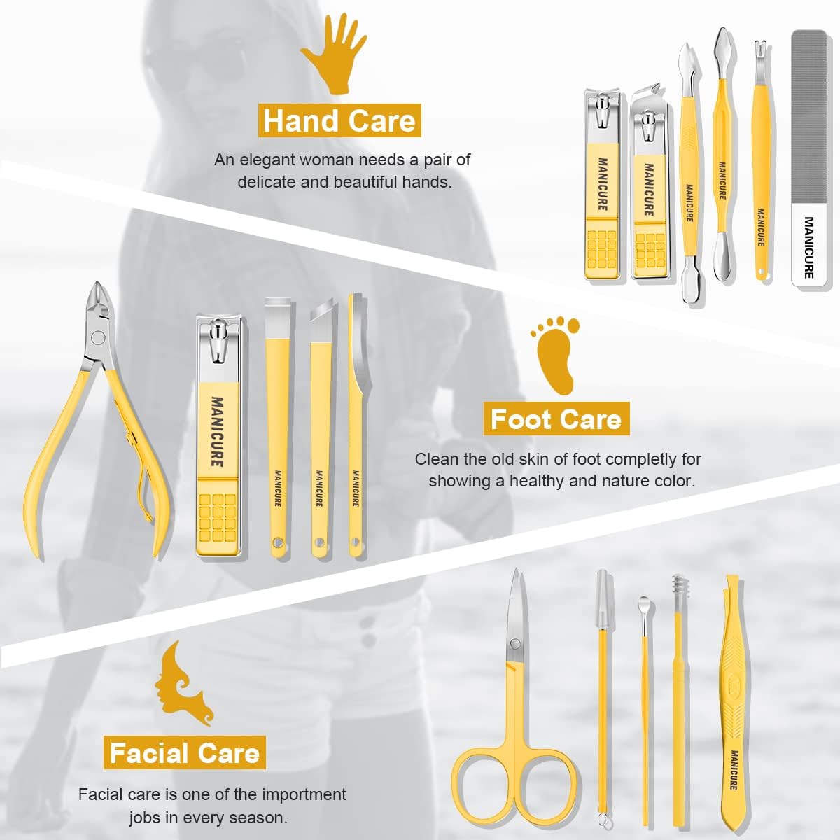 Manicure Set Professional Nail Clippers Pedicure Kit, 16 pcs Stainless Steel Nail Care Tools Grooming Kit with Luxurious Travel Leather Case for Thick Nails Men Women Gift (Black) - PuriLite