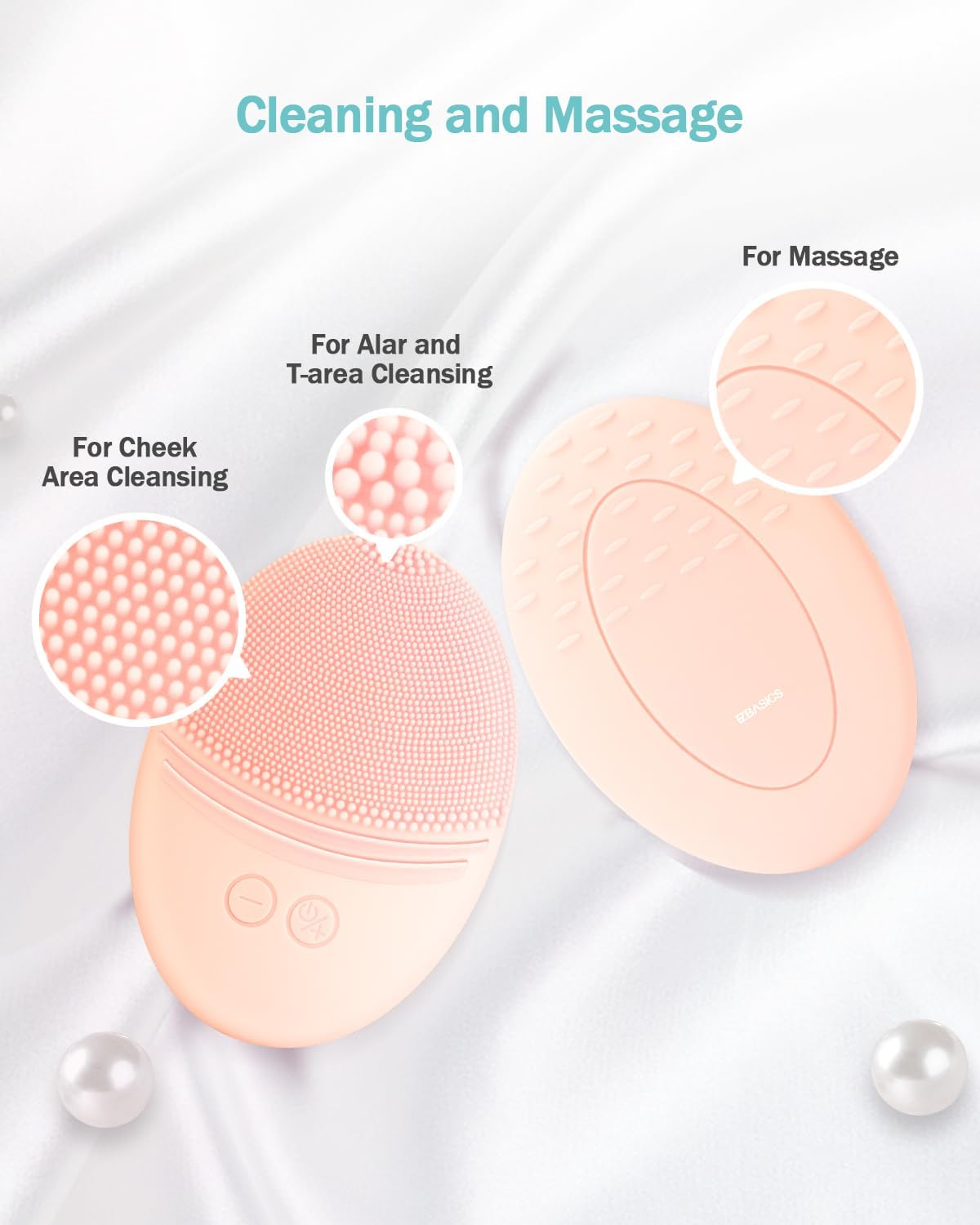 EZBASICS Sonic Facial Cleansing Brush Made with Ultra Hygienic Soft Silicone, Waterproof Sonic Vibrating Face Brush for Deep Cleansing, Gentle Exfoliating and Massaging, Inductive Charging Blue - PuriLite