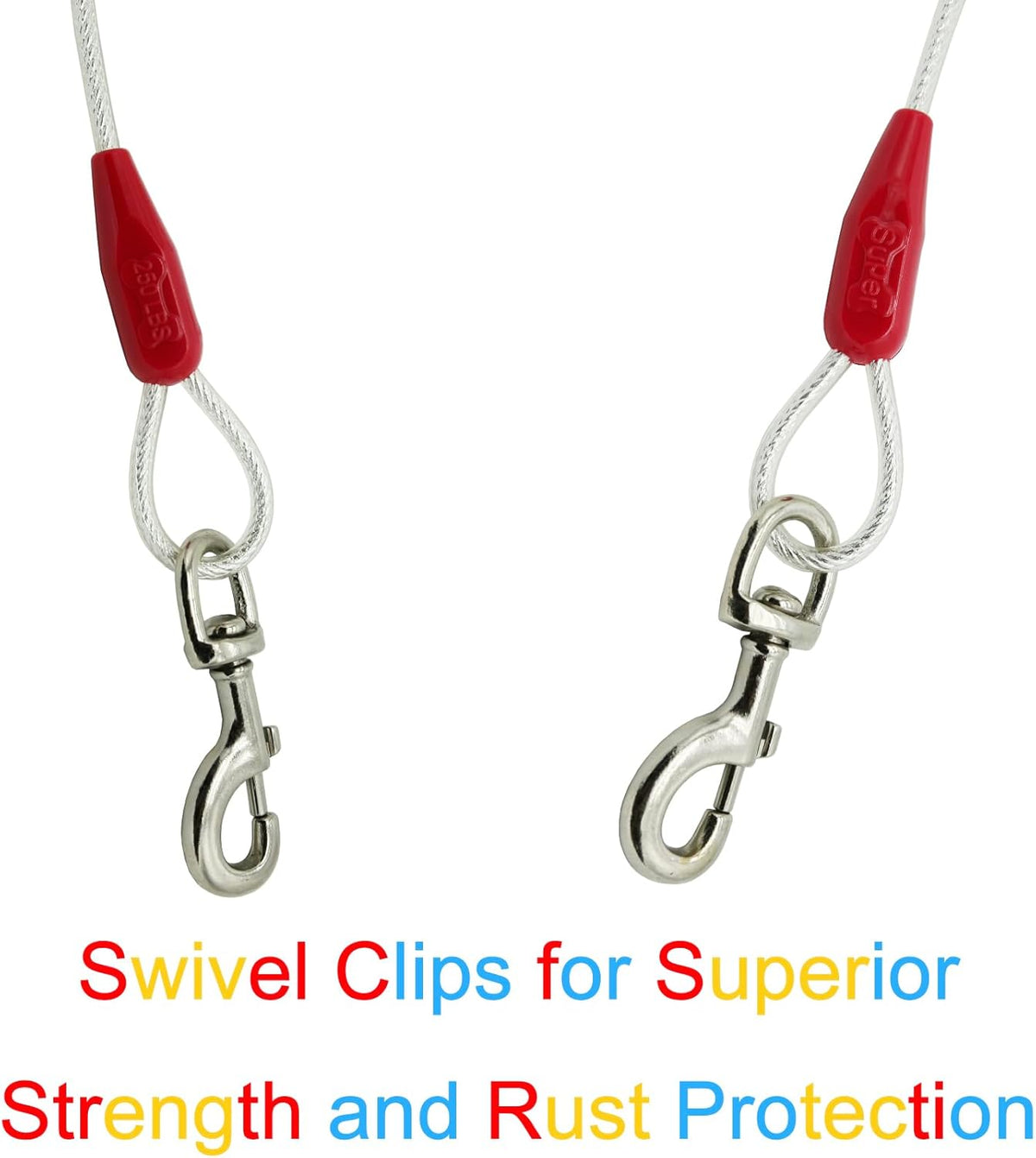 Petest 25ft Reflective Tie-Out Cable for Small Dogs Up to 35 Pounds - PuriLite