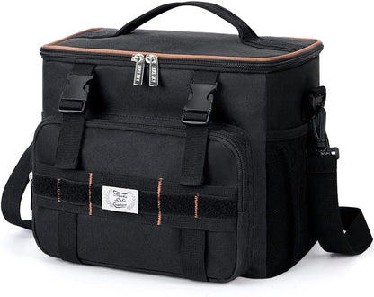 Lekebobor Tactical Lunch Bag for Men, Leakproof Large Insulated Lunch Box with Molle, Waterproof Cooler Bag for Adults Men Outdoor Picnic Travel Office, 24Can (15L), Black - PuriLite