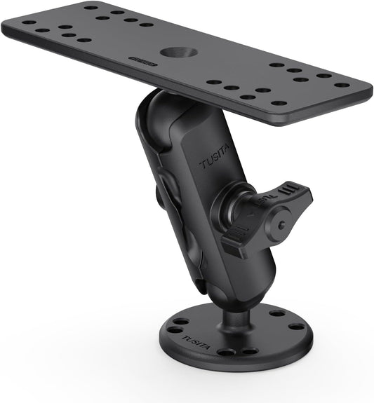 TUSITA Universal Marine Electronic Mount - B Size Medium, Aluminum Fish Finder Mount with 1" Ball for Boat, 360° Rotation, High Salt Water Resistant, Compatible with Garmin, Lowrance and More - PuriLite