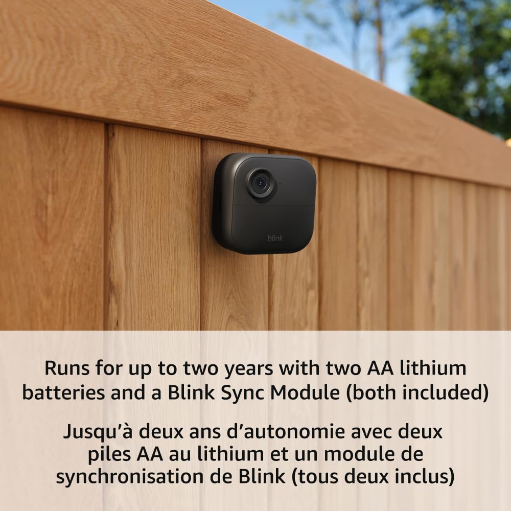 Blink Outdoor 4 (newest model) – Wireless smart security camera, two-year battery life, 1080p HD day and infrared night live view, two-way talk. Sync Module Core included – 1 camera system - PuriLite