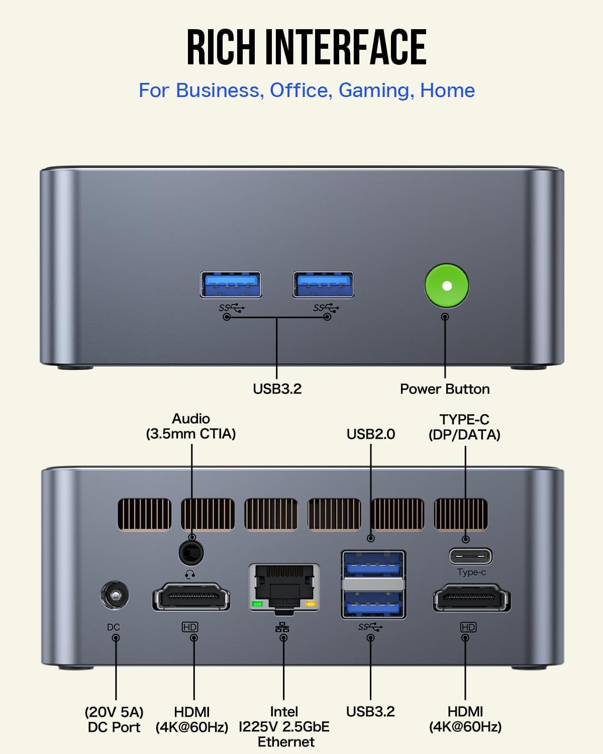 GMKtec Mini PC Intel Core i9 12900HK(14C/20T 5.0 GHz) W11 Pro, Desktop Computer 32GB DDR4 RAM+1TB NVMe SSD, Triple 4K Display, WiFi 6, BT5.2, USB-C M3 Plus - PuriLite