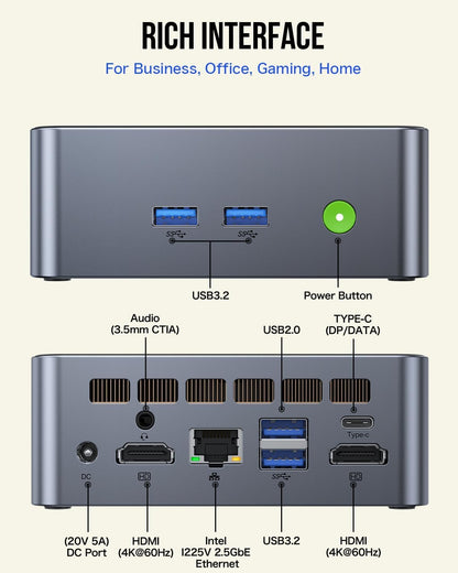 GMKtec Mini PC Intel Core i9 12900HK(14C/20T 5.0 GHz) W11 Pro, Desktop Computer 32GB DDR4 RAM+1TB NVMe SSD, Triple 4K Display, WiFi 6, BT5.2, USB-C M3 Plus - PuriLite