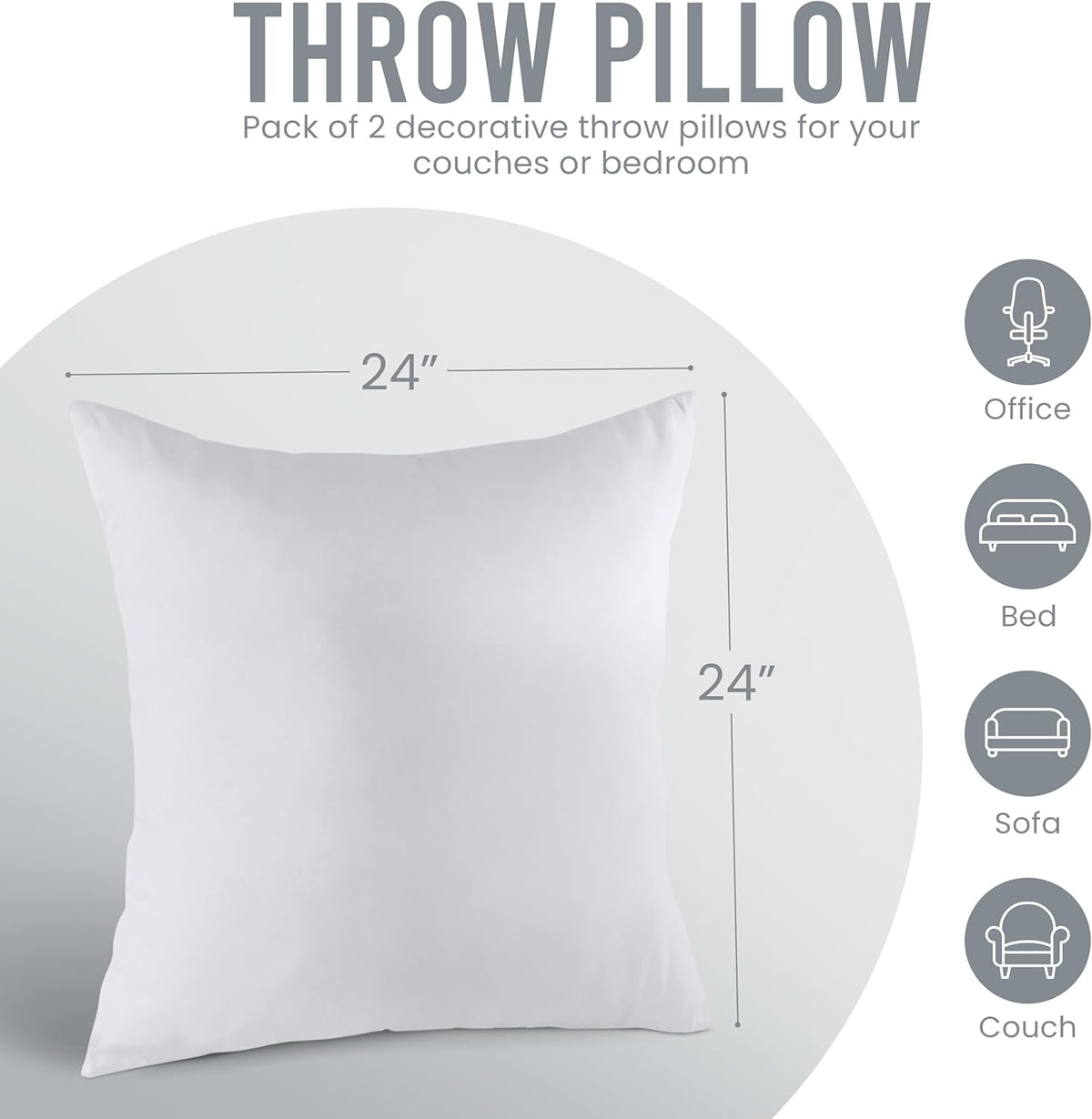 Utopia Bedding Throw Pillows Insert (Pack of 2, White) - 20 x 20 Inches Bed and Couch Pillows - Indoor Decorative Pillow - PuriLite