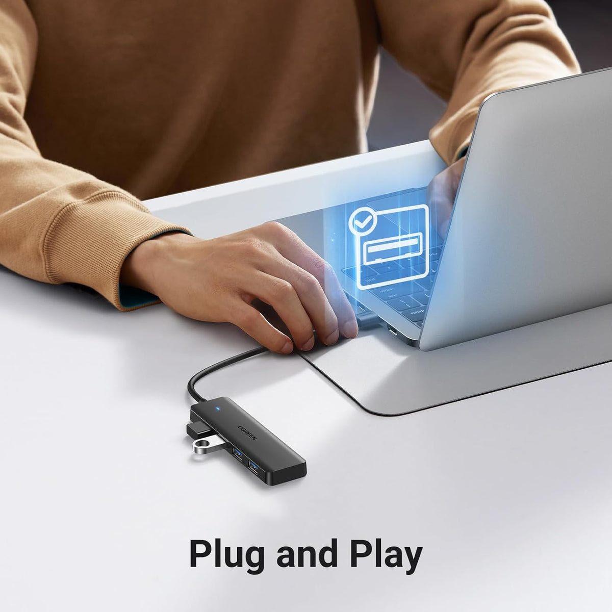 UGREEN USB Hub 3.0, 4 Ports USB A Splitter Ultra Slim Expander for Mouse, Keyboard, Flash Drive, U Disk, Printer Compatible with Laptop, Desktop PC, Xbox, PS5, Mouse, Keyboard and More, 0.5ft - PuriLite