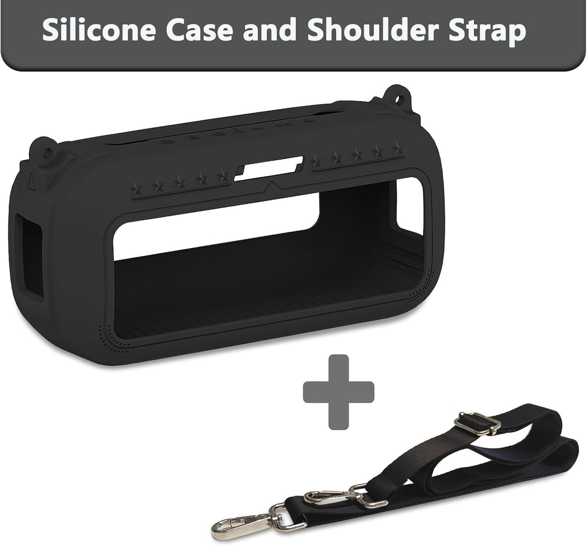 JCHPINE Silicone Cover Case for Bose SoundLink Max Portable Speaker Accessories, Soft Silicone Skin for Bose SoundLink Max Bluetooth Speaker with Shoulder Strap (Black Case) - PuriLite