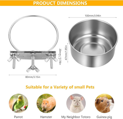 Bird Food Bowl 2-Piece Spill-Proof Pet Supplies Bird Feeding & Watering Supplies for Cage for Pigeon Small Animal Chicken Chinchilla Mouse Indoor Coops Aviaries