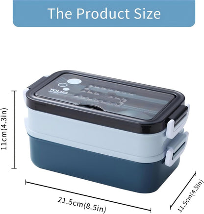 Bento Box, Lunch Box for Adult, Compact Bento Box Set- 2-Layer Stackable Lunch Box with Utensils, Leak-Proof and Durable Food Container for Work, Picnic, and Travel (Pink) - PuriLite