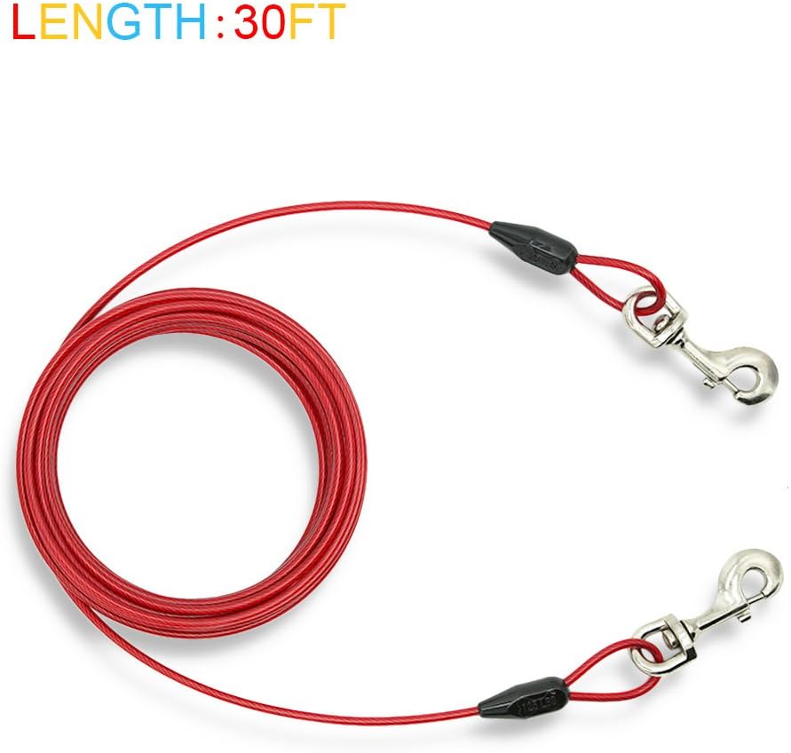 Petest 25ft Reflective Tie-Out Cable for Small Dogs Up to 35 Pounds - PuriLite