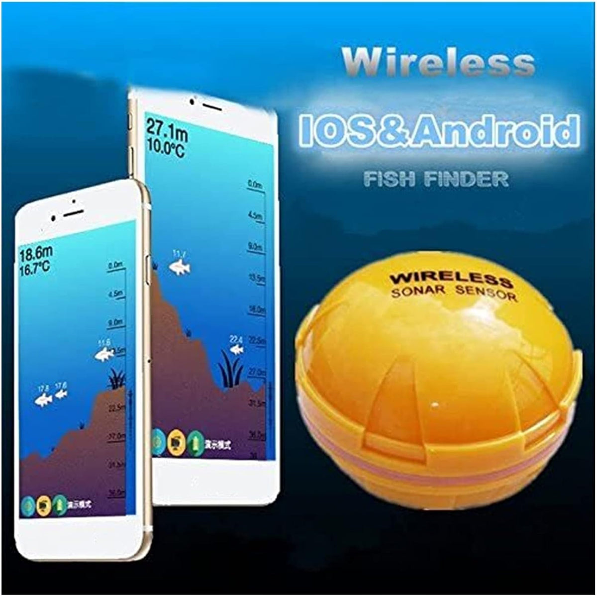 Fish Finder for Smart Mobile Phone Sonar Fish Finder Depth Fish Detect Compatible with iOS and Android Smart Sonar for Kayaks Boats Fishing Enthusiast - PuriLite
