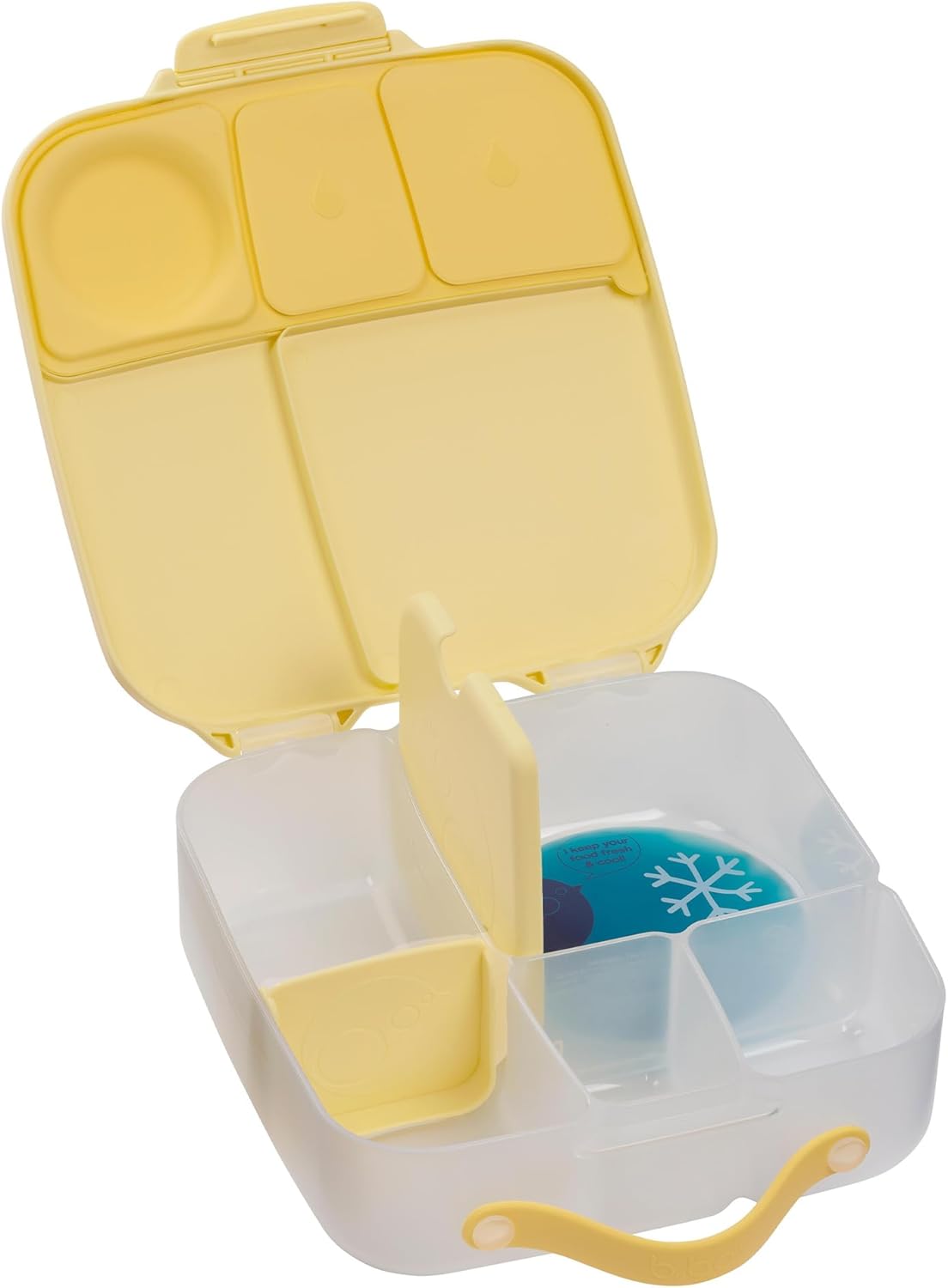 b.box 5-Compartment bento Style Lunch Box for Kids, Toddlers, Childrens, BPA-Free Food Storage Container with Cooler Pack, ON-The-GO Food Box with Handles Included Custom Divider, Lemon Twist - PuriLite