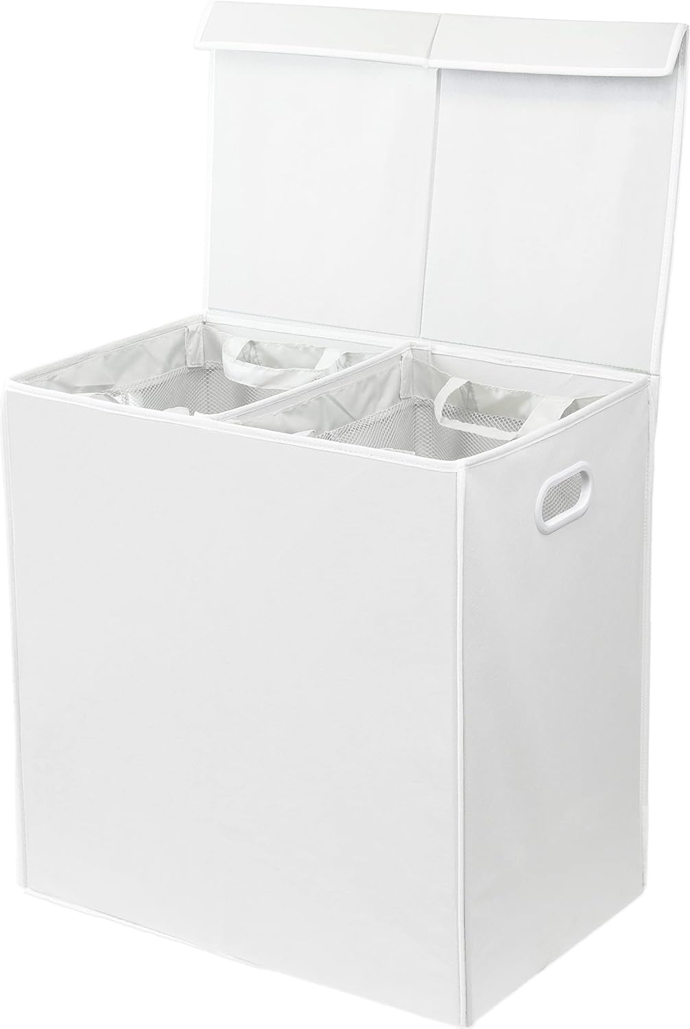 SimpleHouseware Double Laundry Hamper with Lid and Removable Laundry Bags, Beige - PuriLite