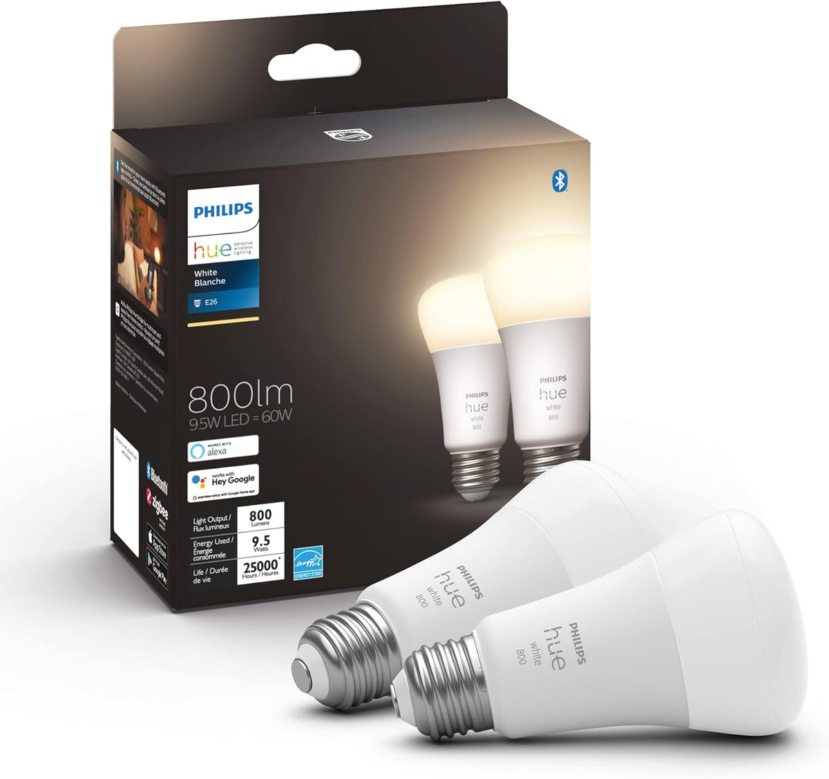 Philips Hue White and Colour Ambiance A19 E26 LED Smart Bulb, Bluetooth & Zigbee Compatible (Hue Hub Optional), Works with Alexa & Google Assistant A Certified for Humans Device (562785),3 Pack - PuriLite