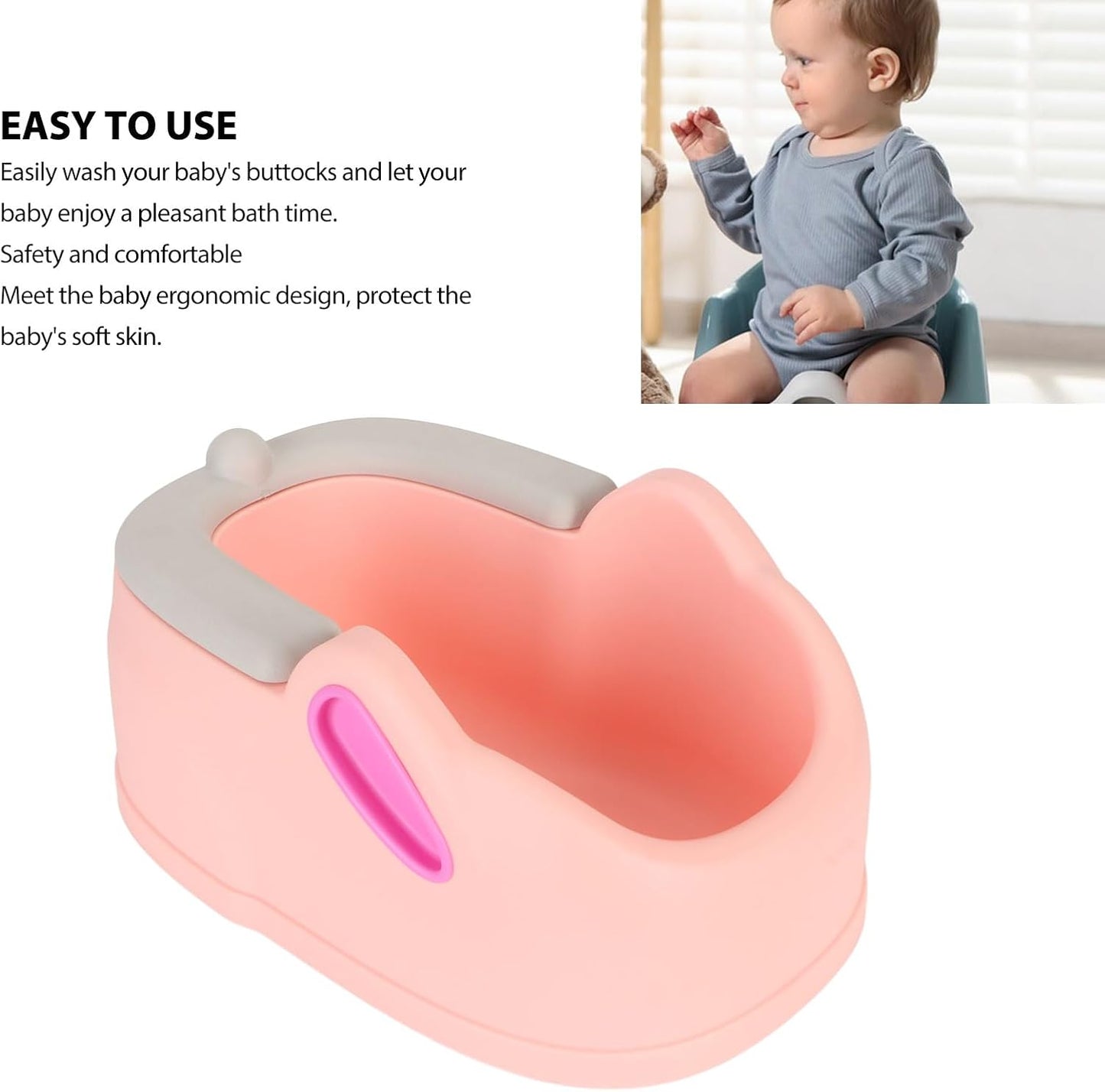 27 X 41.5 X 18.5cm Baby Butt Washing Basin Children Butt Wash Basin Baby Boys and Girls Butt Bath Washing Seat Portable Lightweight Washing Basin for Newborn Infant Toddler - PuriLite