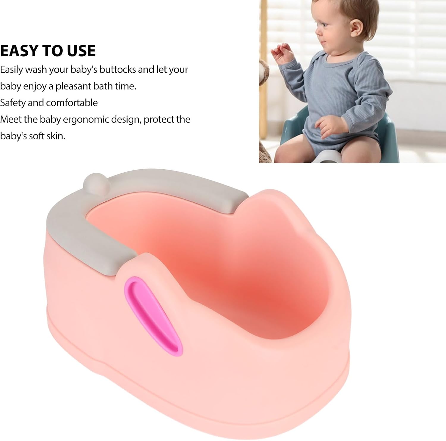 27 X 41.5 X 18.5cm Baby Butt Washing Basin Children Butt Wash Basin Baby Boys and Girls Butt Bath Washing Seat Portable Lightweight Washing Basin for Newborn Infant Toddler - PuriLite