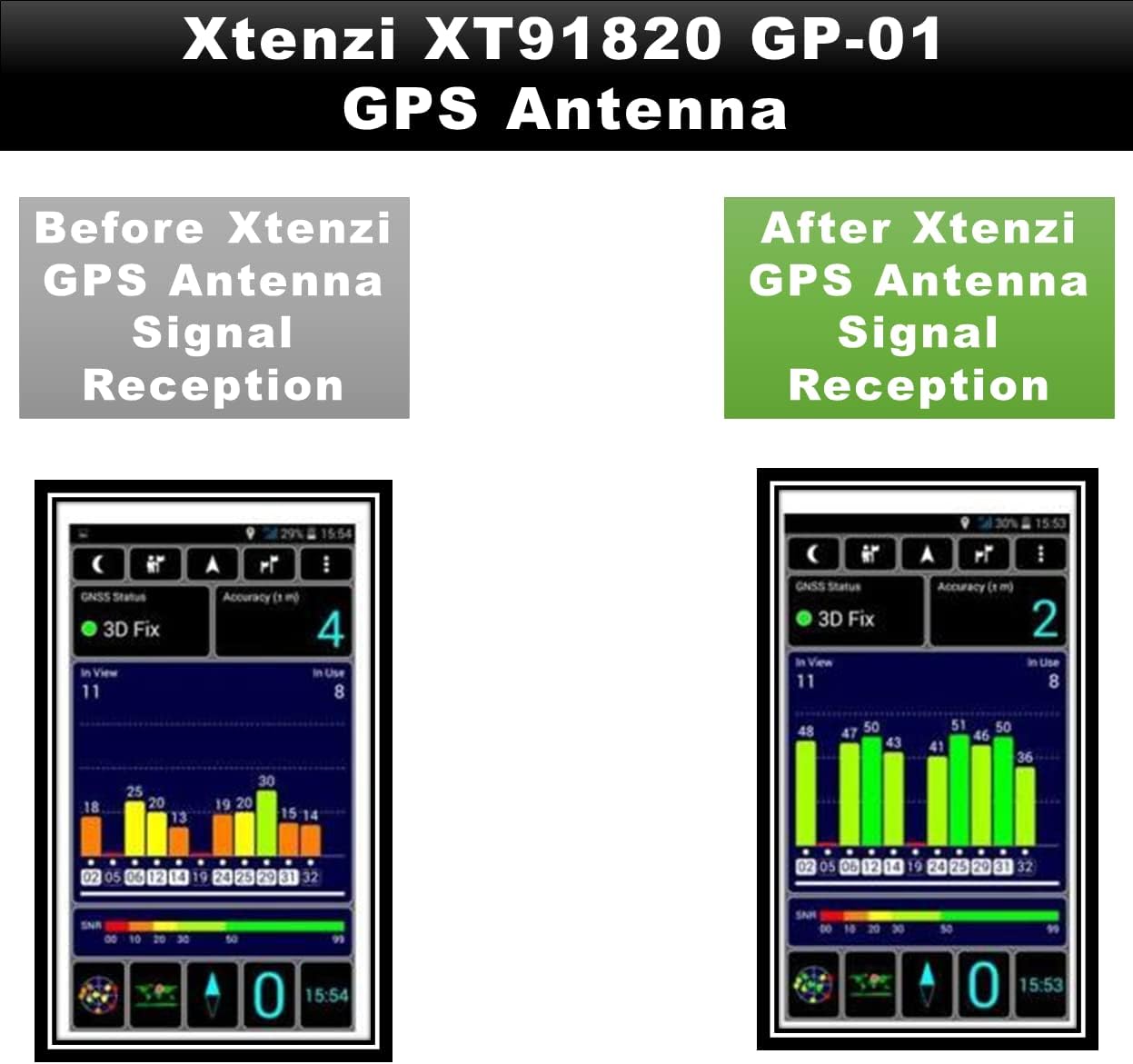 Xtenzi Replacement Active GPS Antenna Compatible with Select JVC Navigation KW-NT30HD KW-NT50HDT QAL1088-003 QAL1088-001 Models - PuriLite