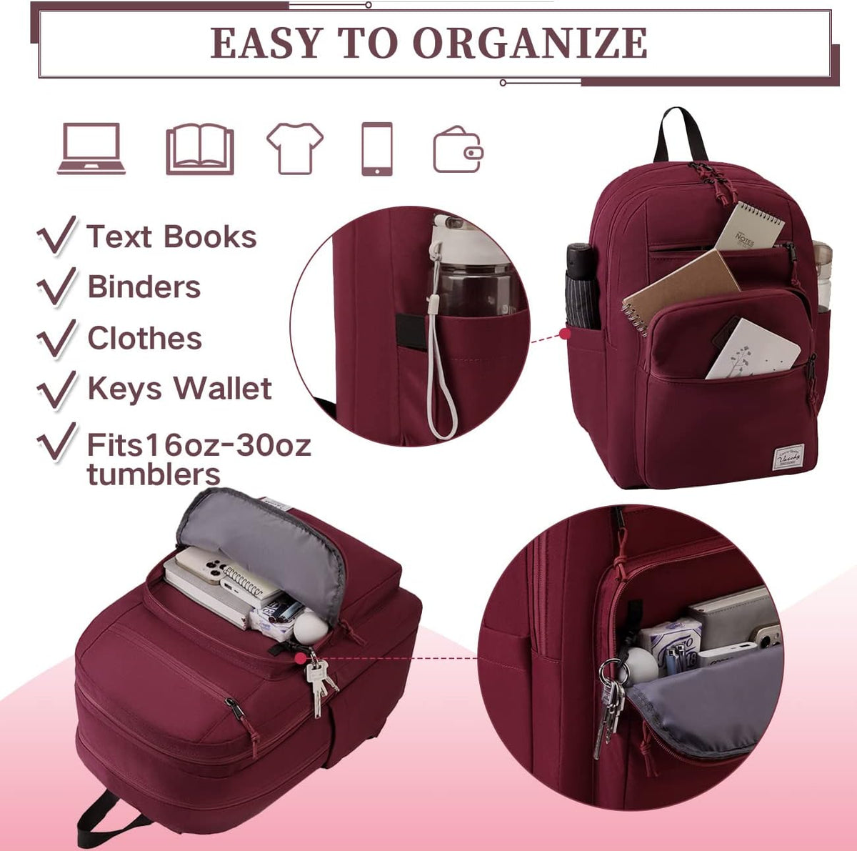 School Backpack for Men Women,Vaschy Lightweight School Bag Bookbag Casual Daypack for High School/College/Teens/Travel/Work - PuriLite