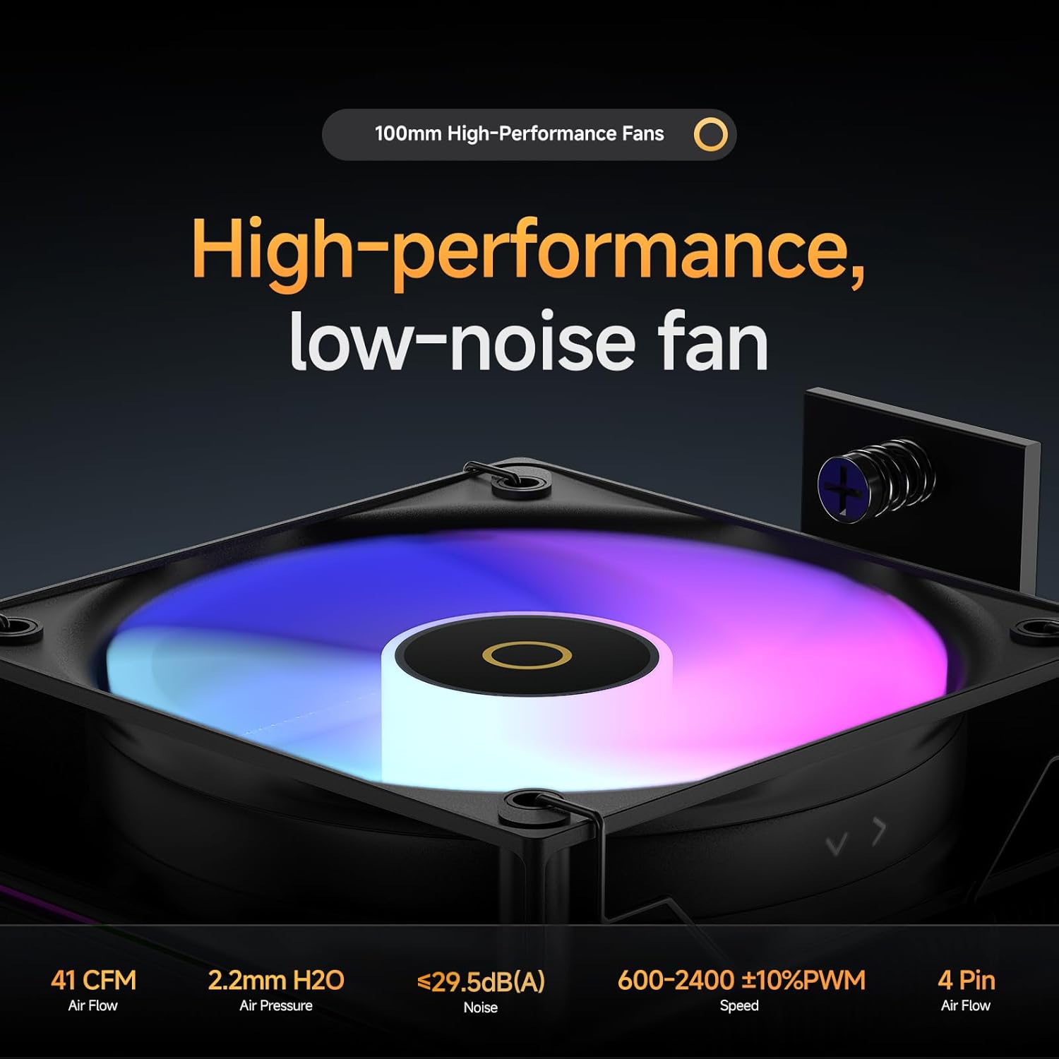 Gamma A40 ARGB BK CPU Cooler,100mm PWM Fan,133mm Height Single Tower Computer Compact CPU Air Cooler,4 Copper Direct Contact Heat Pipes,for Intel LGA 115X/1200/1700/1851 &AMD AM4/AM5 - PuriLite
