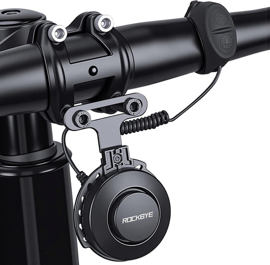 EQIIO Electric Bike Horn 120dB - 4 Sound Modes & Volume Adjustable, USB-C Rechargeable Bicycle Horn IP65 Waterproof, Dual Mount Bike Bell for Road Bike/Mountain Bike/Scooter (Compact & Anti-Slip) - PuriLite