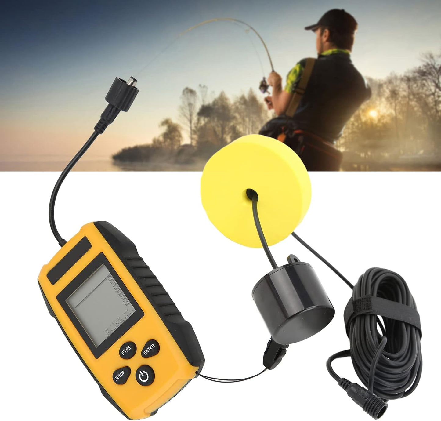 Fafeicy Sonar Fish Finder, Fish Detector, Wired Depth Finder with HD LCD Display, for Boat Fishing Kayak Saltwater - PuriLite