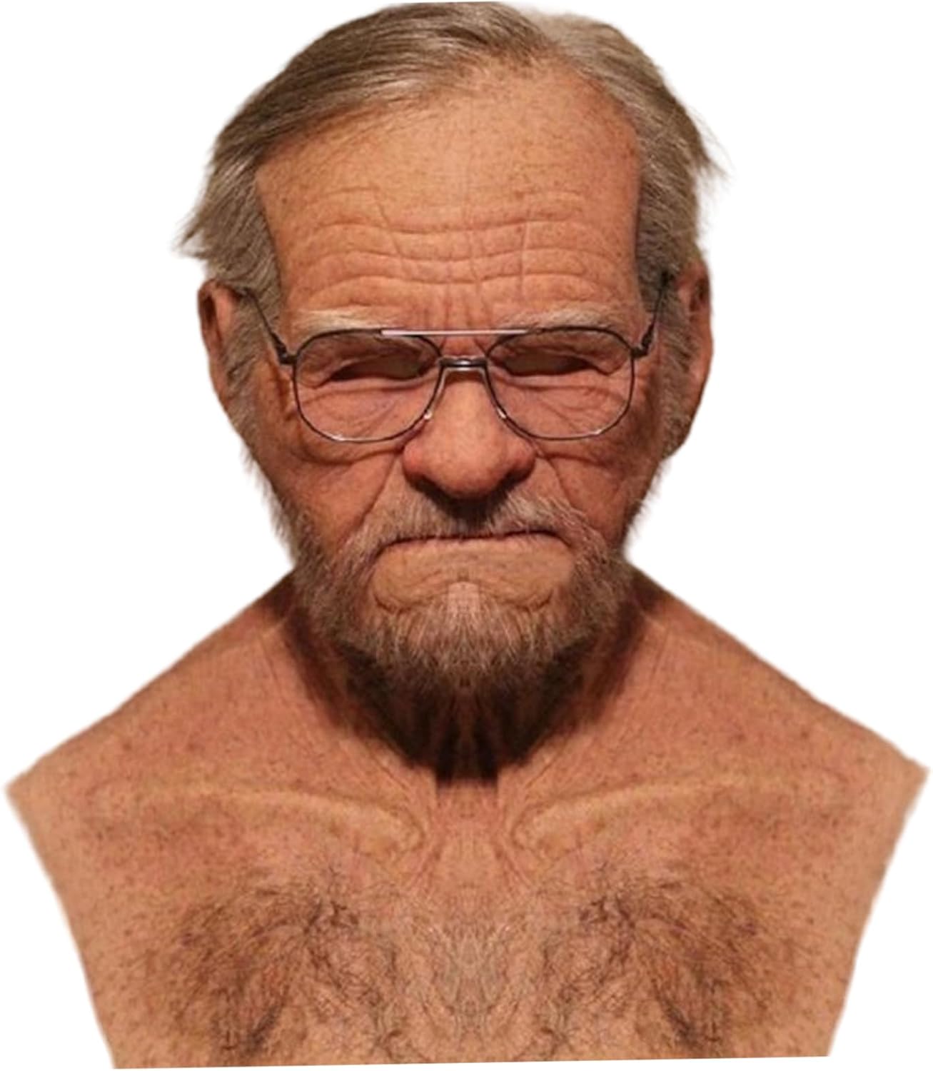Old Man Mask, Realistic Breathable Latex Mask, Scary Halloween Props for Party, Costume, Cosplay, Masquerade, Realistic - PuriLite