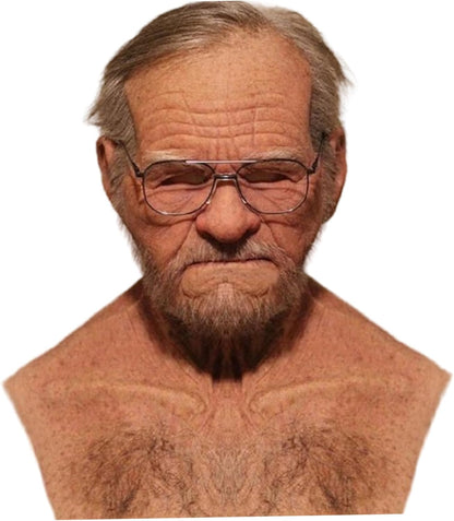 Old Man Mask, Realistic Breathable Latex Mask, Scary Halloween Props for Party, Costume, Cosplay, Masquerade, Realistic - PuriLite