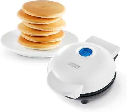 DASH Mini Maker Electric Round Griddle for Individual Pancakes, Cookies, Eggs & Other on The go Breakfast, Lunch & Snacks with Indicator Light + Included Recipe Book - White - PuriLite