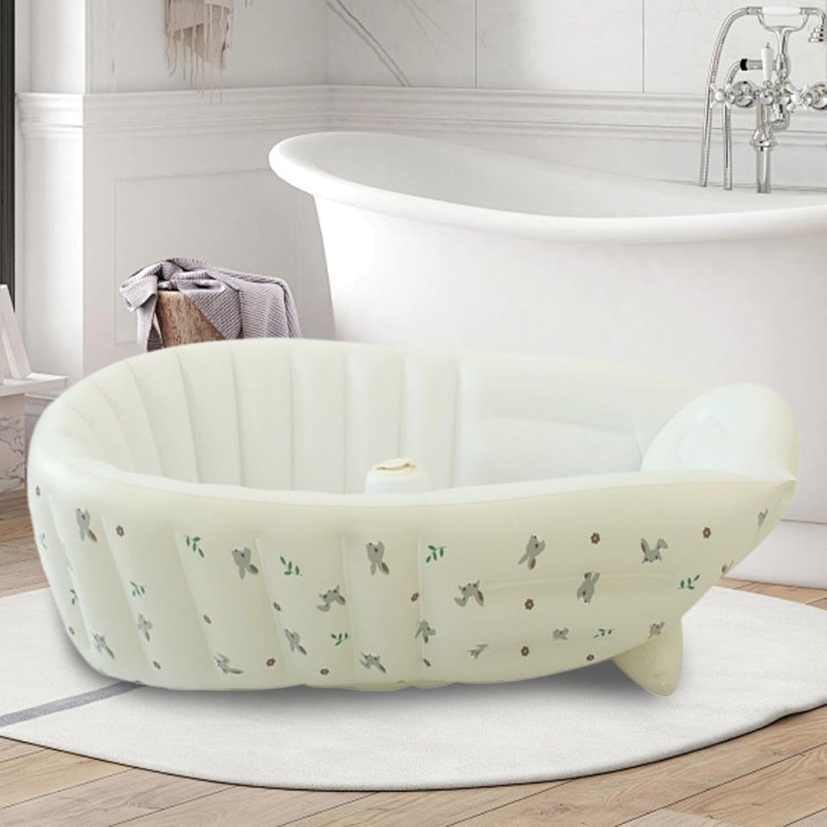 Baby Tubs - Inflatable Toddler Shower Tub - Adjustable Foldable Bathing Support Seat Bathroom Accessories for Beach Pool Outdoor Camping Travel - PuriLite