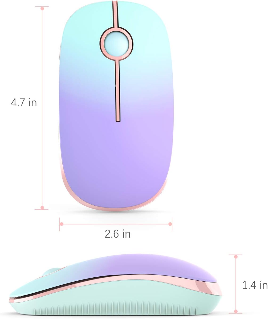 Wireless Mouse, Vssoplor 2.4G Slim Portable Computer Mice with Nano Receiver for Notebook, PC, Laptop, Computer-Black and Silver - PuriLite