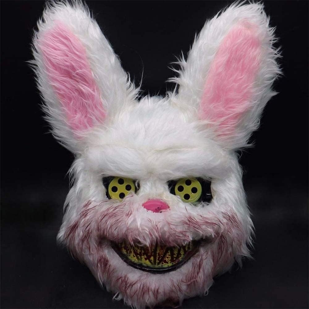 Halloween Scary Mask Bear Rabbit Bunny Mask, Bloody Plush Head Mask, Cosplay Costume Props Halloween Party Red Brown Black - PuriLite