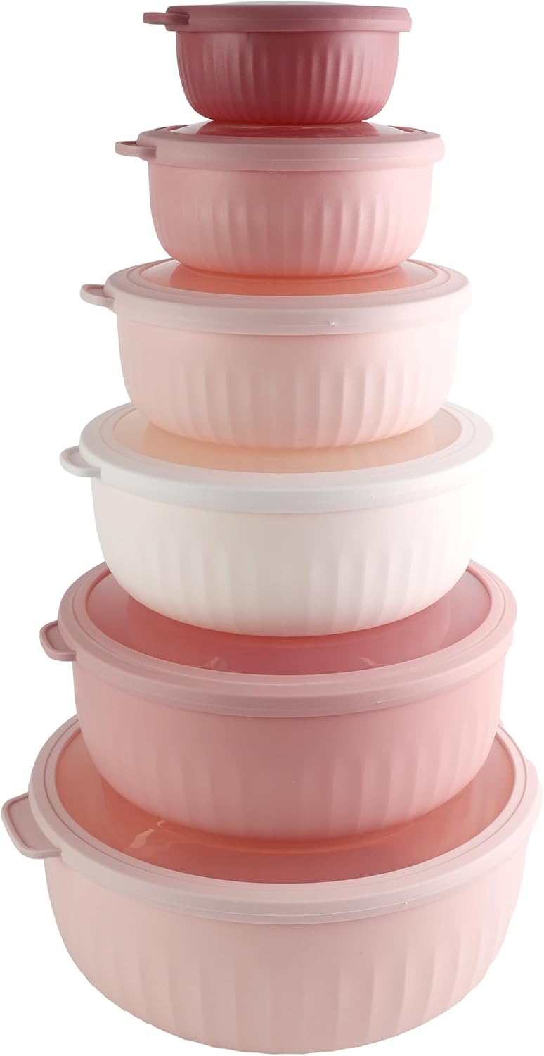 COOK WITH COLOR Prep Bowls with Lids- 8 Piece Nesting Plastic Small Mixing Bowl Set with Lids (Teal Ombre) - PuriLite
