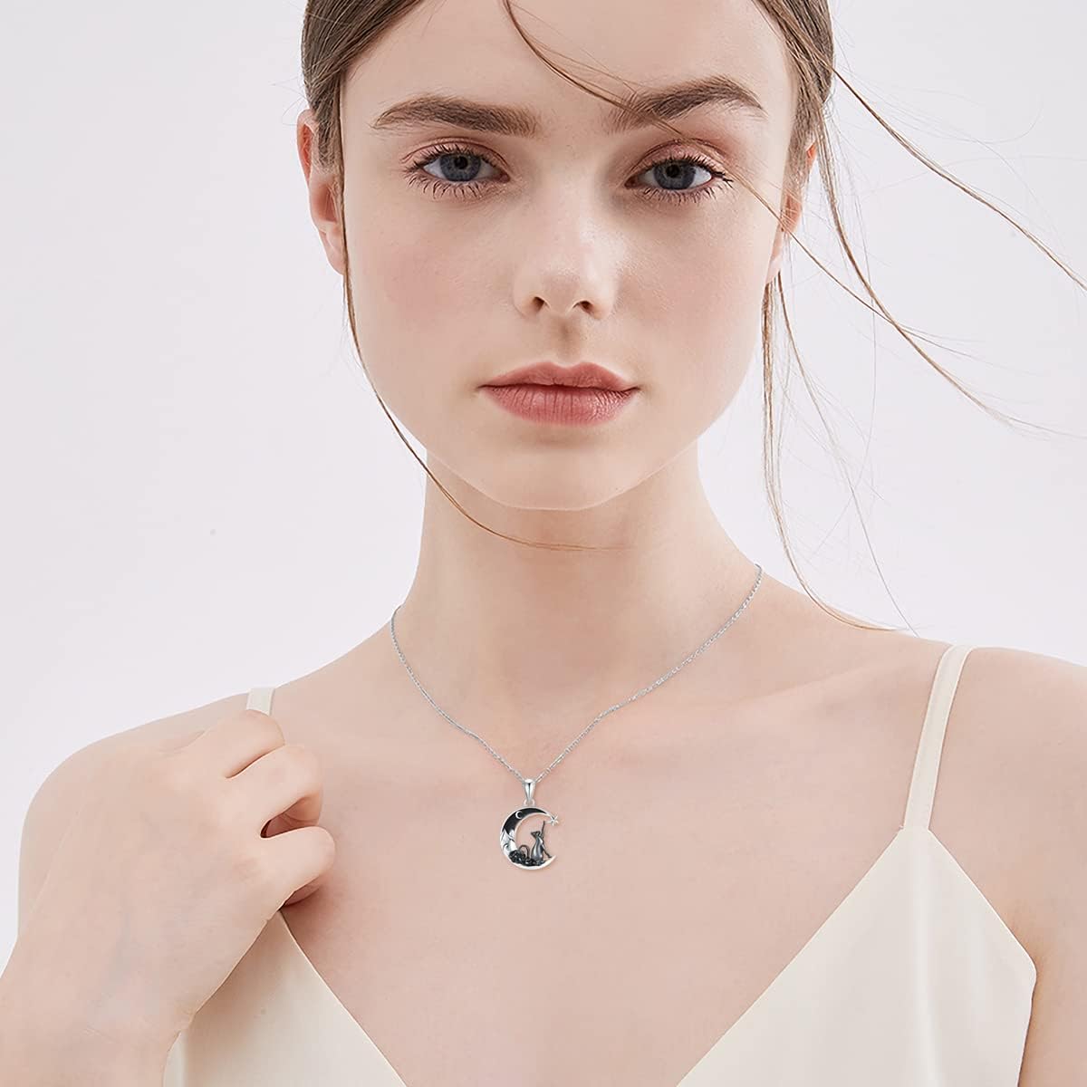 Flpruy 925 Sterling Silver Crescent Moon Pendant Gothic Jewelry for Women Halloween Gifts - PuriLite
