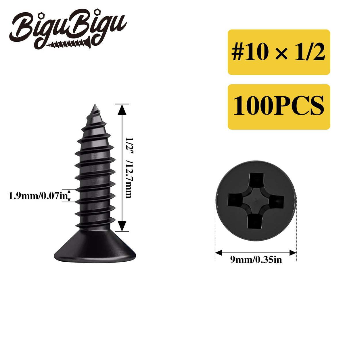 #4 * 2" Wood Screws, Flat Head Phillips Black Stainless Steel, 100Pcs Corrosion Resistant for Wood, Drywall Applications, and Outdoor Use - PuriLite