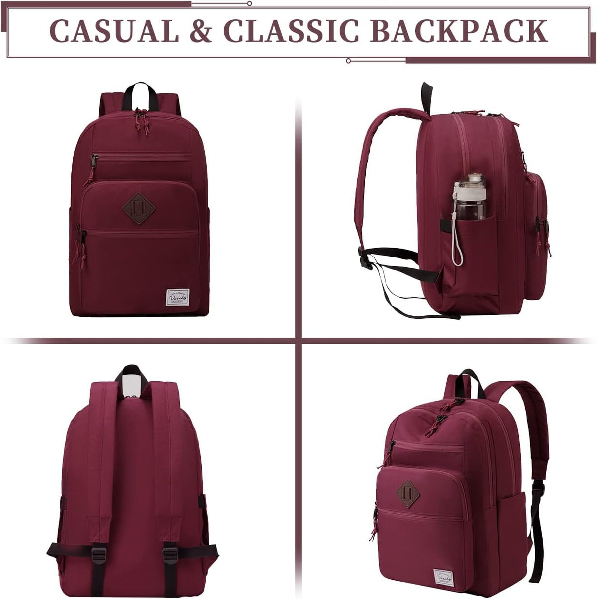 School Backpack for Men Women,Vaschy Lightweight School Bag Bookbag Casual Daypack for High School/College/Teens/Travel/Work - PuriLite