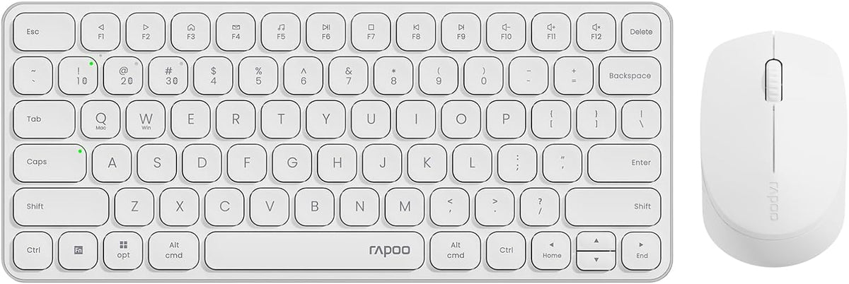 RAPOO Keyboard and Mouse Wireless - 9010M Multi-Device Wireless Keyboard Mouse Combo, 2.4GHz/Bluetooth 5.0/4.0 Wireless Keyboard Mouse Set for Windows/Mac/Linux/Chrome, Support 4 Devices, Silent Click - PuriLite