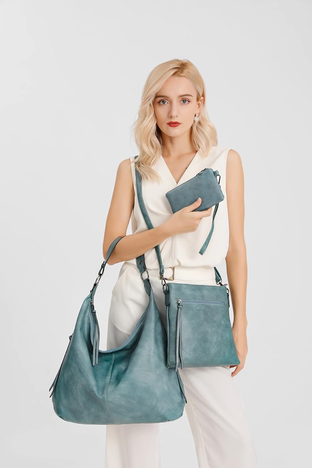 Ashioup Hobo Bags for Women Soft PU Leather Shoulder Bag Vintage Slouchy Handbag with Zipper - PuriLite