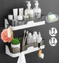 EigPluy 2 Pack Shower Caddy, No Drilling Bathroom Shelves, Shower Shelf, Plastic Shower Baskets,Wall Mounted Shower Caddies for Kitchens and Bathrooms (include 1 Soap Dishes and 4 Hooks) - PuriLite