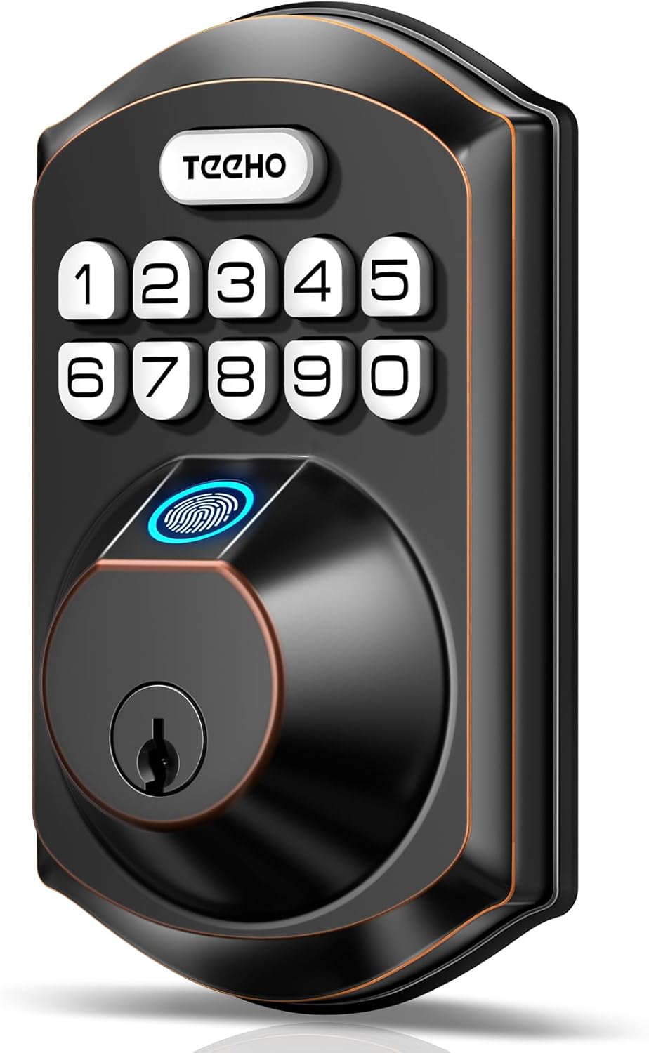 TEEHO TE002 Fingerprint Door Lock, Smart Keyless Entry Electronic Keypad Deadbolt for Front Door - Auto Lock - Easy Installation - Matte Black - PuriLite