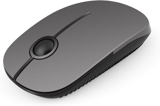 Wireless Mouse, Vssoplor 2.4G Slim Portable Computer Mice with Nano Receiver for Notebook, PC, Laptop, Computer (Black and Gray) - PuriLite