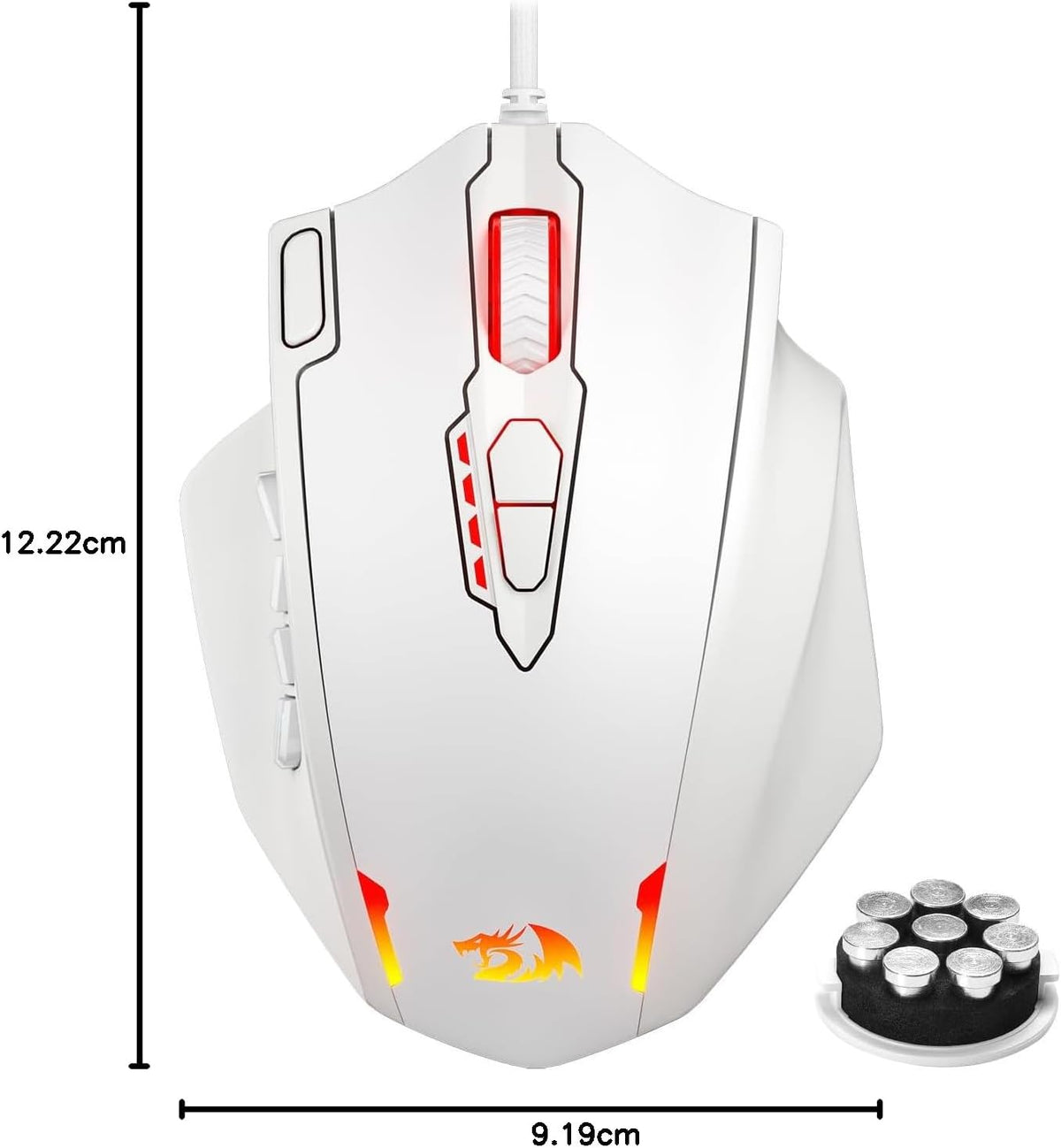 Redragon M913 Impact Elite Wireless Gaming Mouse, 16,000 DPI Wired/Wireless RGB Mouse with 16 Programmable Buttons, 45 Hr Battery and Pro Optical Sensor, 12 Side Buttons MMO Mouse - PuriLite