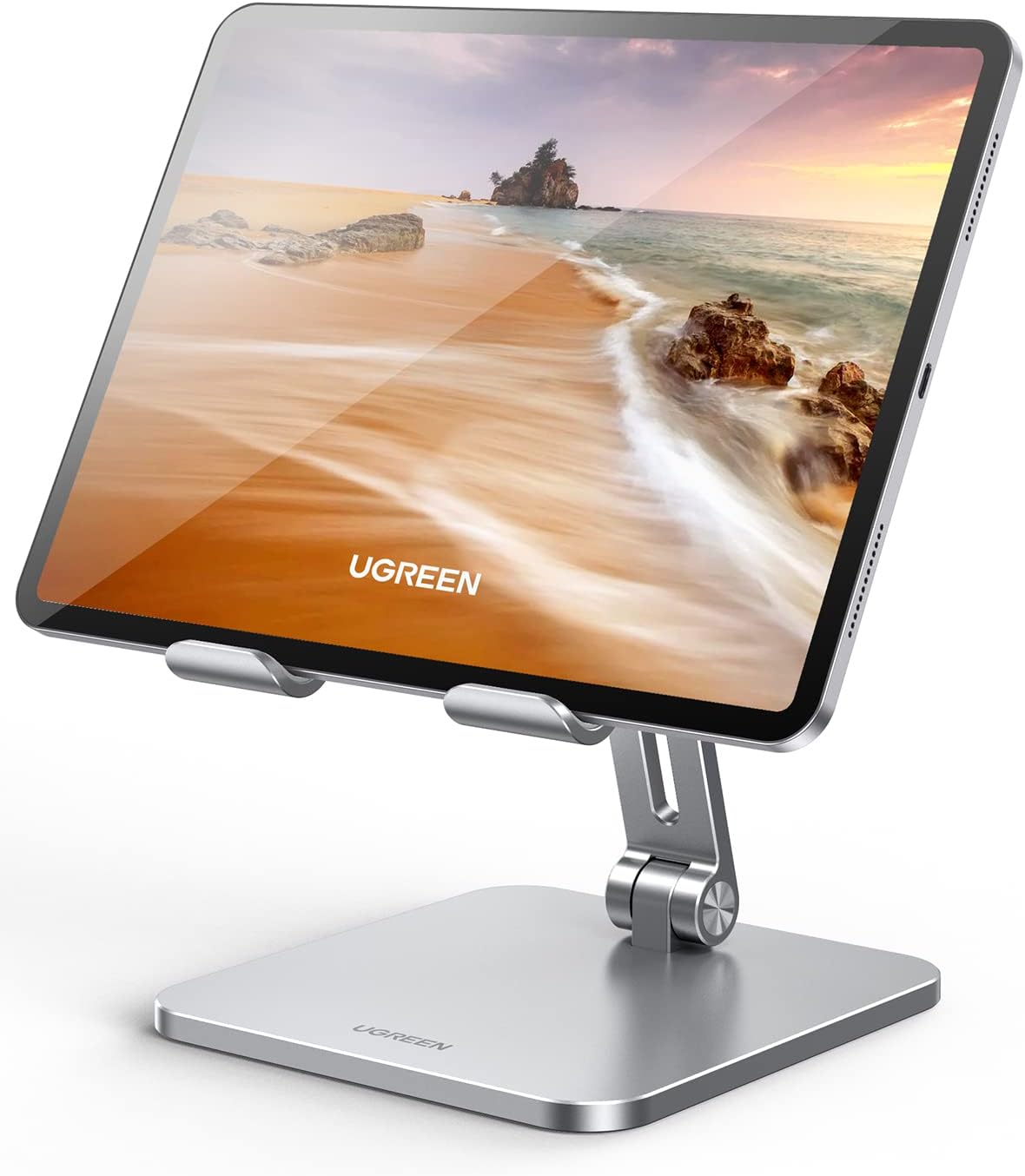 UGREEN Tablet Stand for Desk, Aluminum Stand for iPad Extended Height, Adjustable Foldable Portable Desktop Stand Holder for iPad Pro 12.9 11 9.7 10.5 iPad Air Mini Galaxy Surface iPhone 14 Pro, Grey - PuriLite
